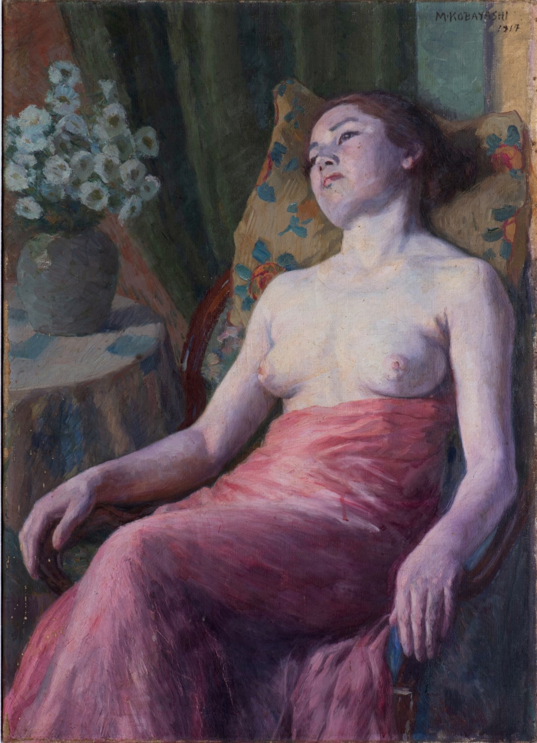 小林萬吾「赤布を纏える女」、大正6年（1917）、第11回文展出品作（1917）、個人蔵